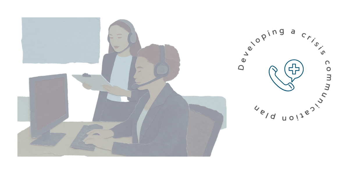 two women developing a crisis communication plan, a scrapbooking filter is applied for artistic effect