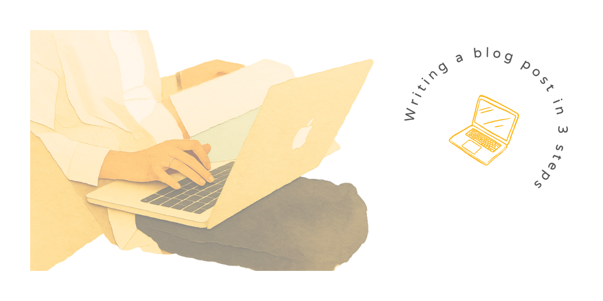 woman writing a blog post on her laptop, scrapbook filter is applied for artistic effect