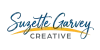 The name Suzette Garvey and the word creative separated by a yellow curve cresting the horizon
